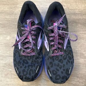 Brooks Ghost 14 Black & Purple Leopard-Print Running Shoes